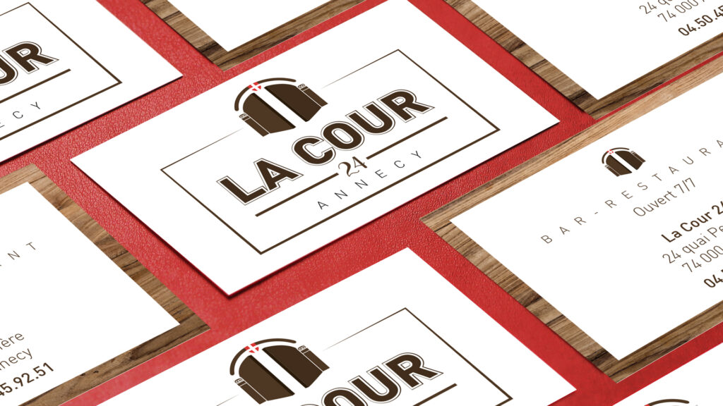 design carte de visite graphisme restaurant La Cour 24 Annecy 